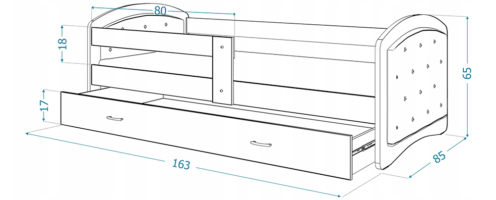 Dětská postel LUCKY 160x80 CRYSTAL eko kůže bílá