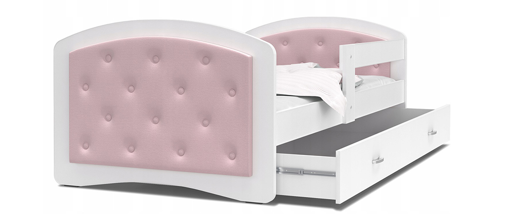 Dětská postel LUCKY 160x80 CRYSTAL semiš růžová
