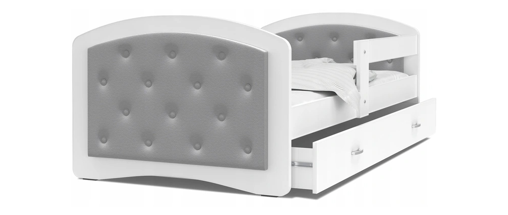 Dětská postel LUCKY 160x80 CRYSTAL eko kůže šedá