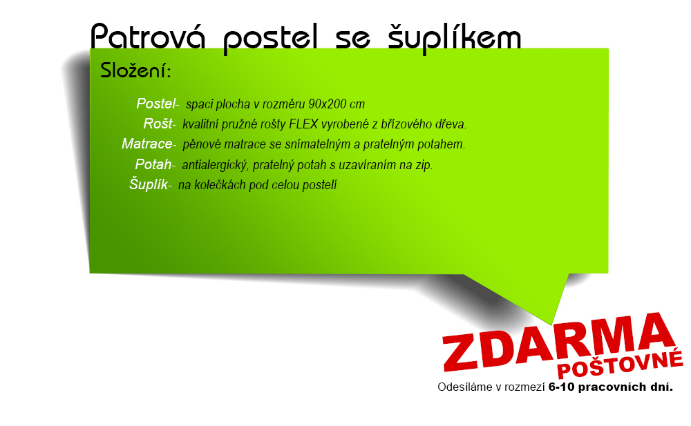 Dětská patrová postel MAX 200x90 cm s šedou konstrukcí v šedé barvě s VLÁČKEM