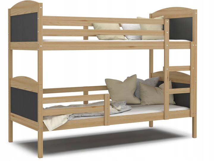 Dětská patrová postel Matyas 190x80 bez šuplíku BOROVICE-ŠEDÁ