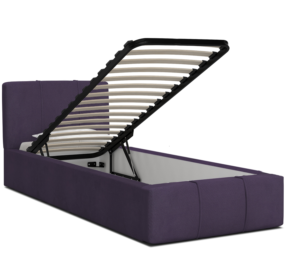 Luxusní postel FLORIDA 90x200 s kovovým zdvižným roštem FIALOVÁ