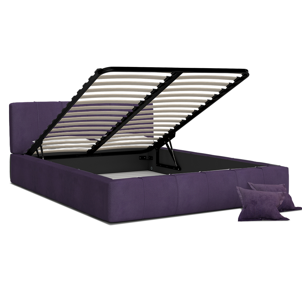 Luxusní postel FLORIDA 180x200 s kovovým zdvižným roštem FIALOVÁ