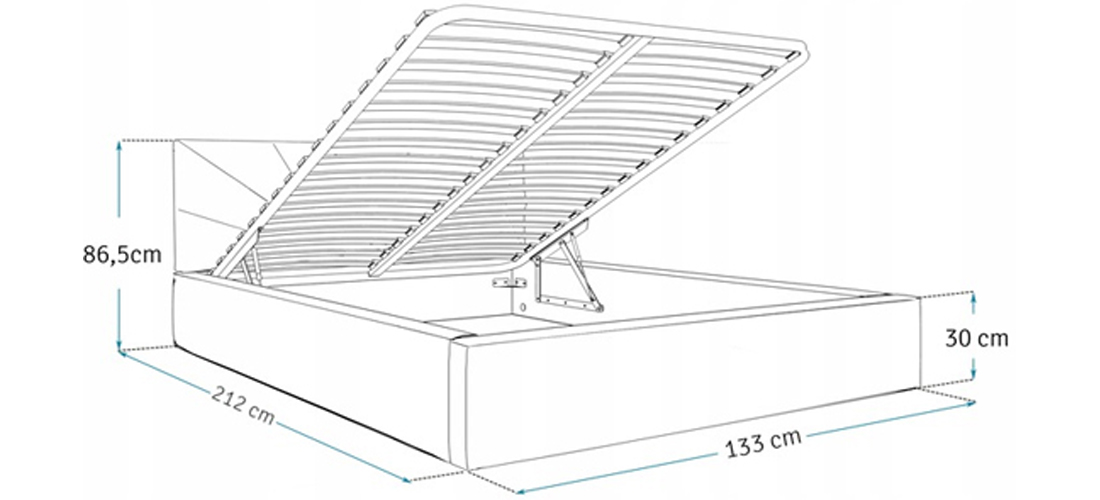 Luxusní postel GEORGIA 120x200 s kovovým zdvižným roštem BÍLÁ