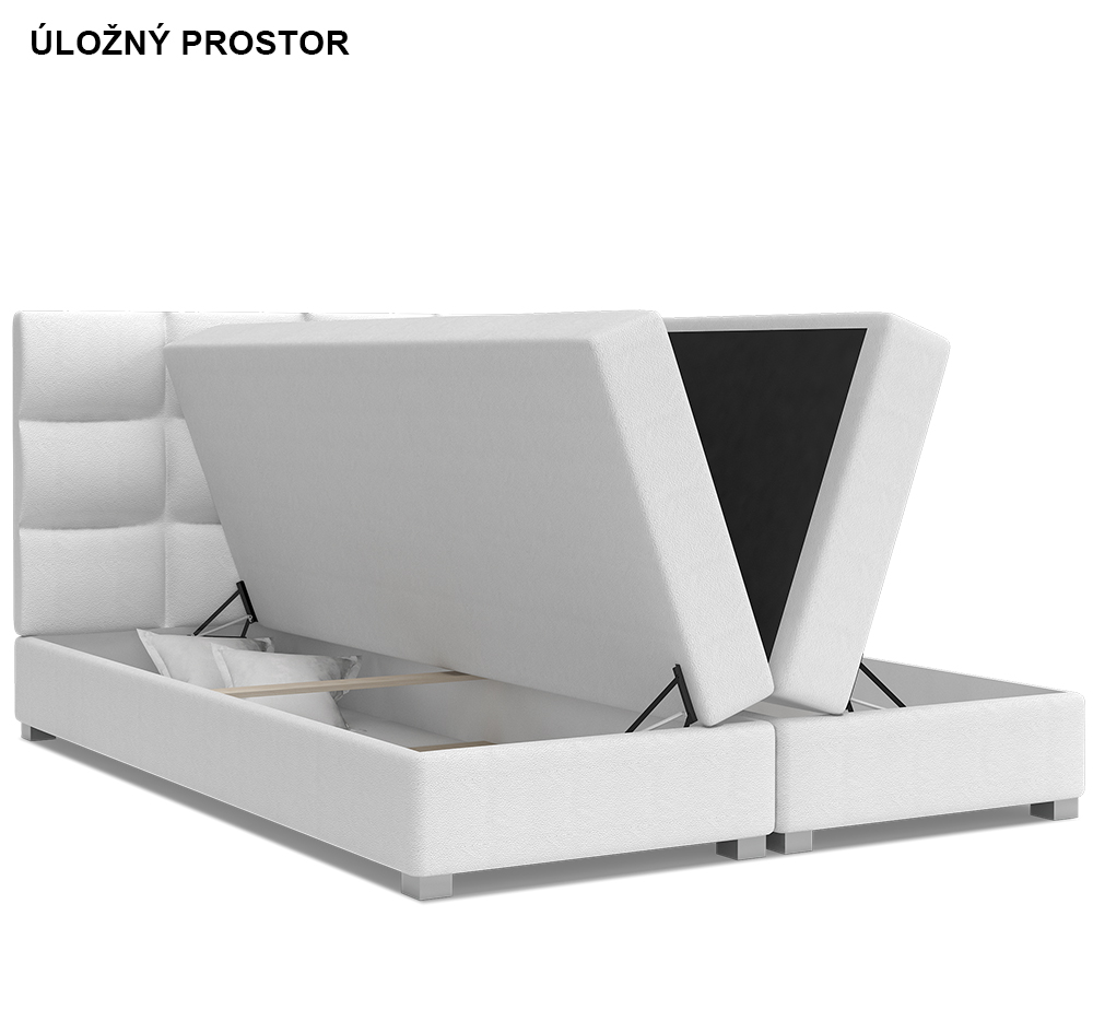 Luxusní postel SPRING BOX 140x200 s kovovým zdvižným roštem ŠEDÁ