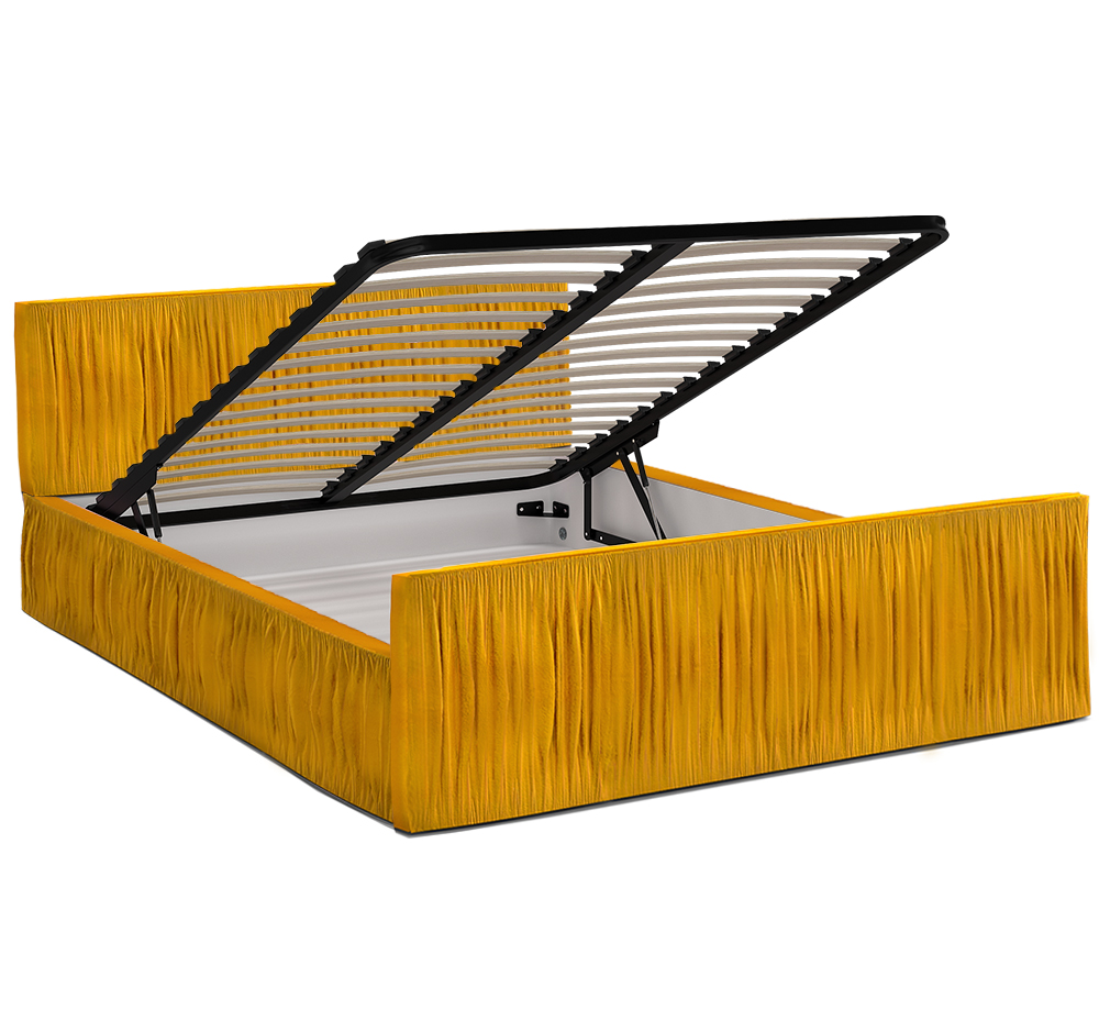 Luxusní postel VISCONSIN 140x200 s kovovým zdvižným roštem ORANŽOVÁ