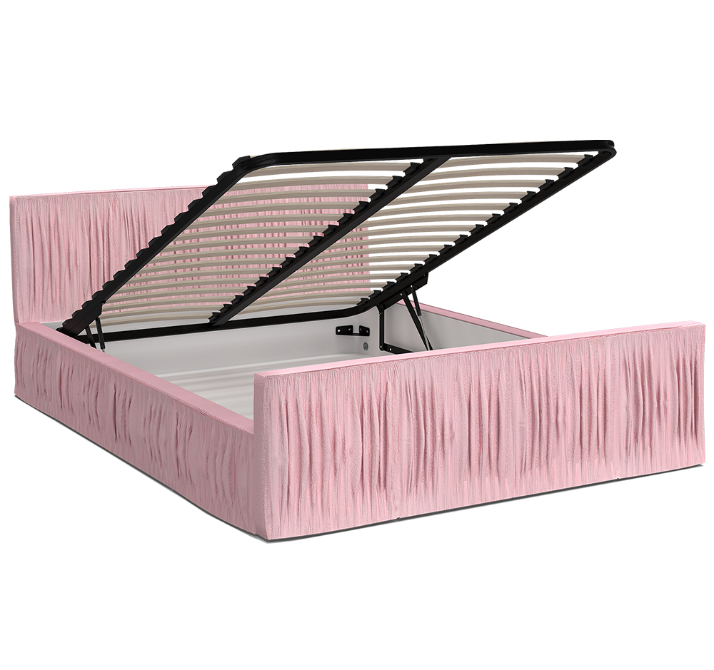 Luxusní postel VISCONSIN 180x200 s kovovým zdvižným roštem RŮŽOVÁ