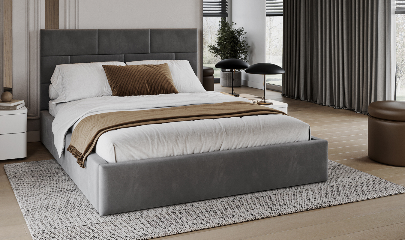 Luxusní postel PASADENA PARIS 90x200 s kovovým roštem TMAVĚ ŠEDÁ