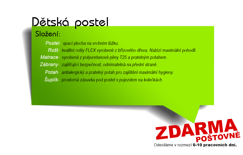 Dětská postel SWEETY 180x80 barevná ŠEDÁ-ŠEDÁ