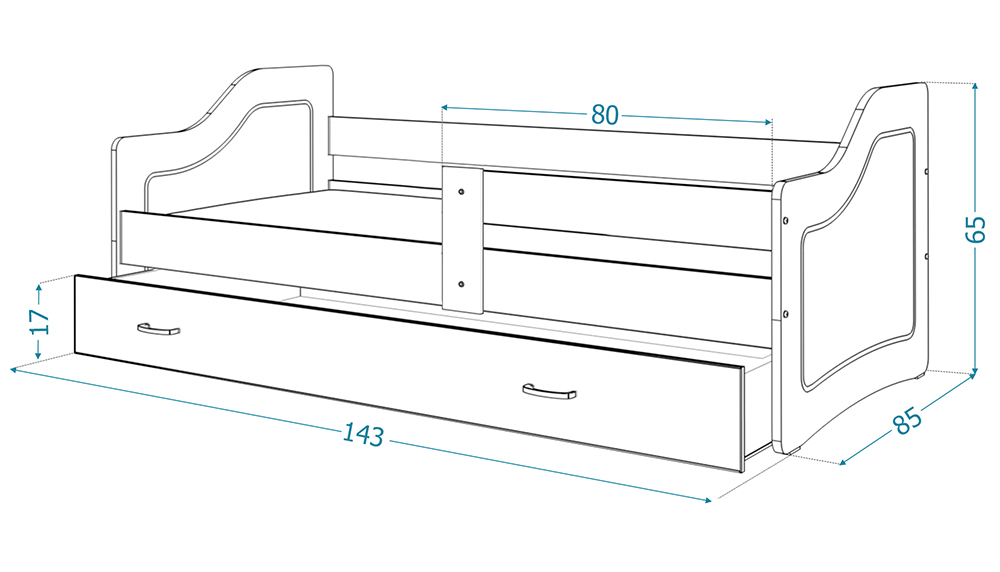 Detská posteľ SWEETY 140x80cm HAVANA-BIELA