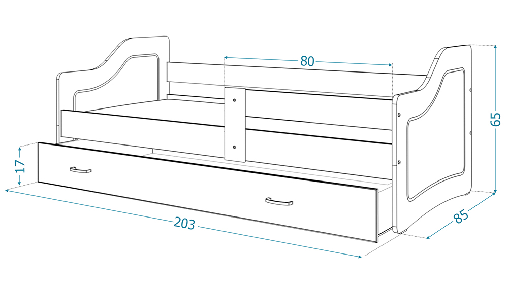 Detská posteľ SWEETY 200x80cm BIELA-HNEDÁ