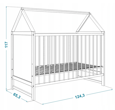 Detská postieľka Domček ANIA 60x120 cm borovica
