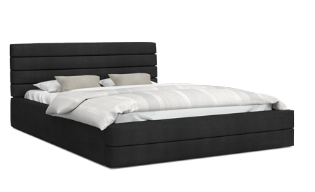 Luxusní manželská postel TOPAZ černá 140x200 z eko kůže s kovovým roštem