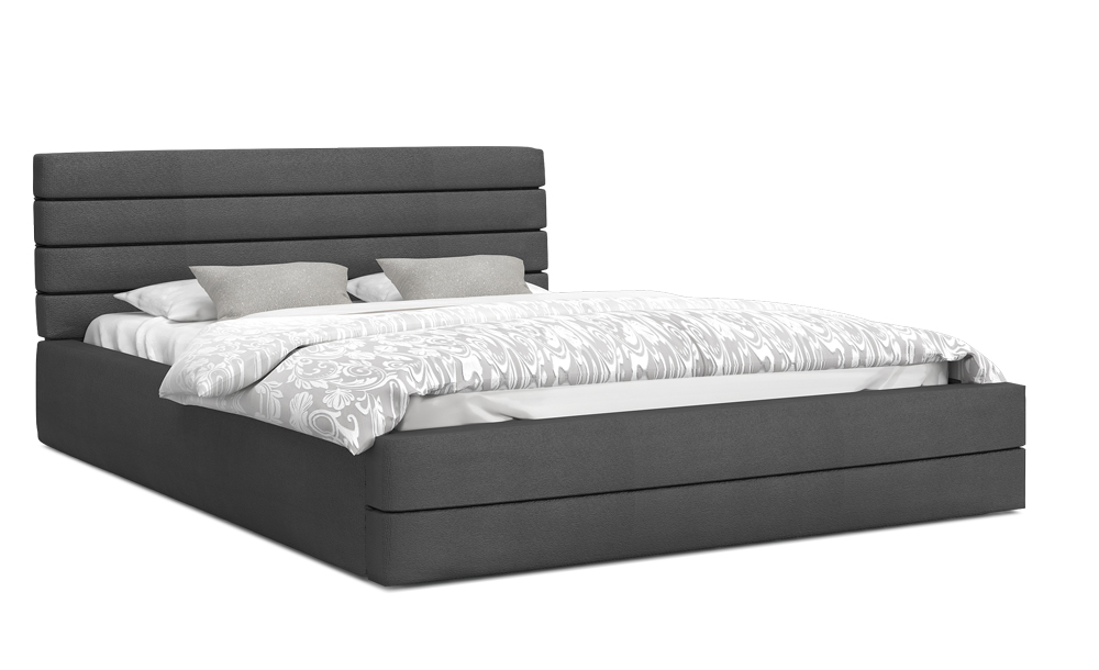 Luxusní manželská postel TOPAZ grafit 140x200 z eko kůže s kovovým roštem