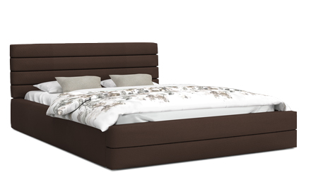 Luxusní manželská postel TOPAZ hnědá 180x200 semiš s kovovým roštem