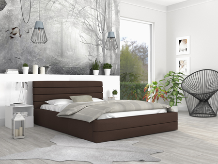 Luxusní manželská postel TOPAZ hnědá 140x200 semiš s kovovým roštem
