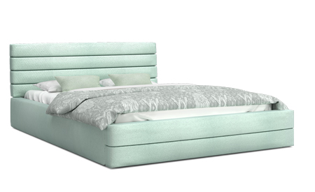 Luxusní manželská postel TOPAZ mátová 180x200 semiš s kovovým roštem