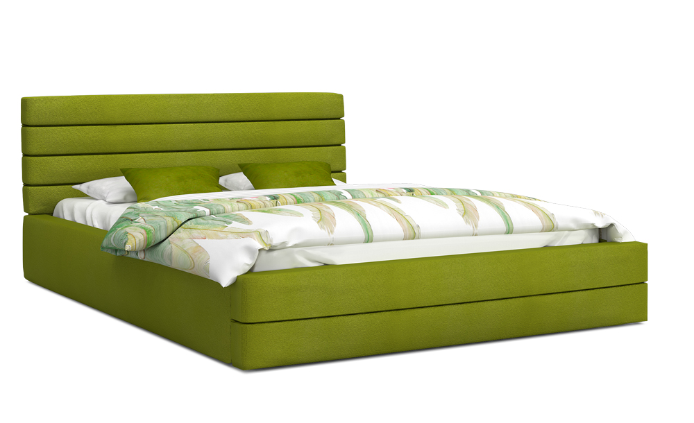 Luxusní manželská postel TOPAZ zelená 140x200 semiš s kovovým roštem