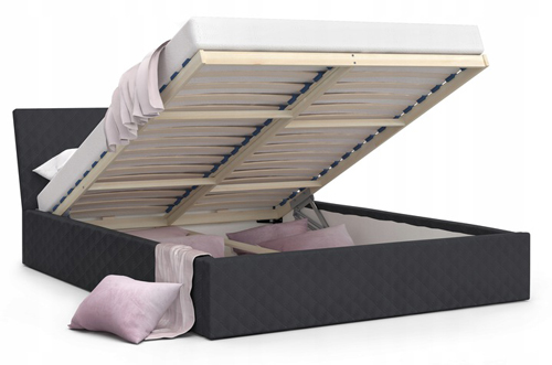 Luxusní manželská postel VEGAS 1 šedá 160x200 z eko kůže s dřevěným roštem