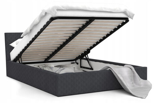 Luxusní postel VEGAS tmavě šedá 90x200 z eko kůže s kovovým roštem
