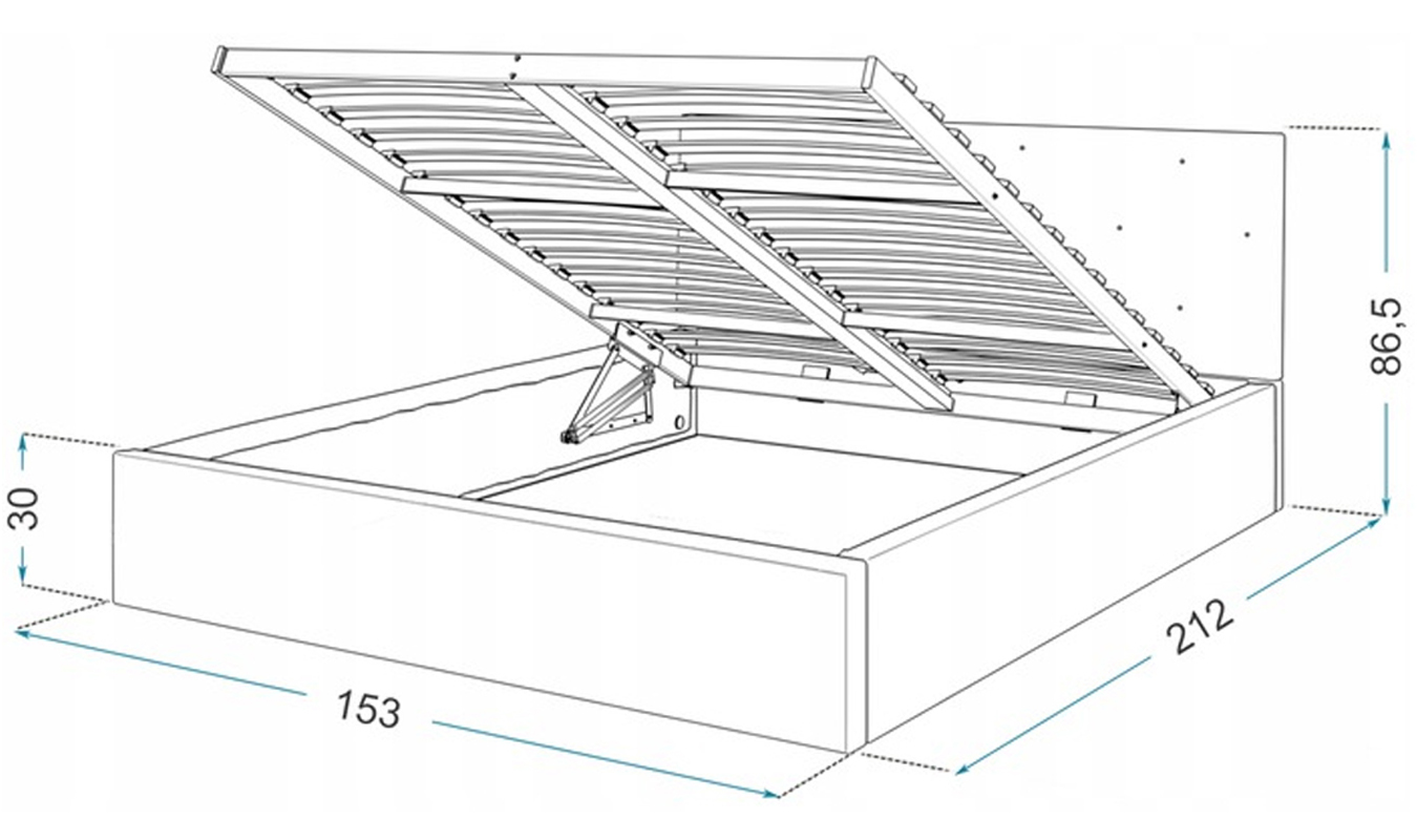 Luxusní manželská postel CRYSTAL bílá 140x200 s dřevěným roštem