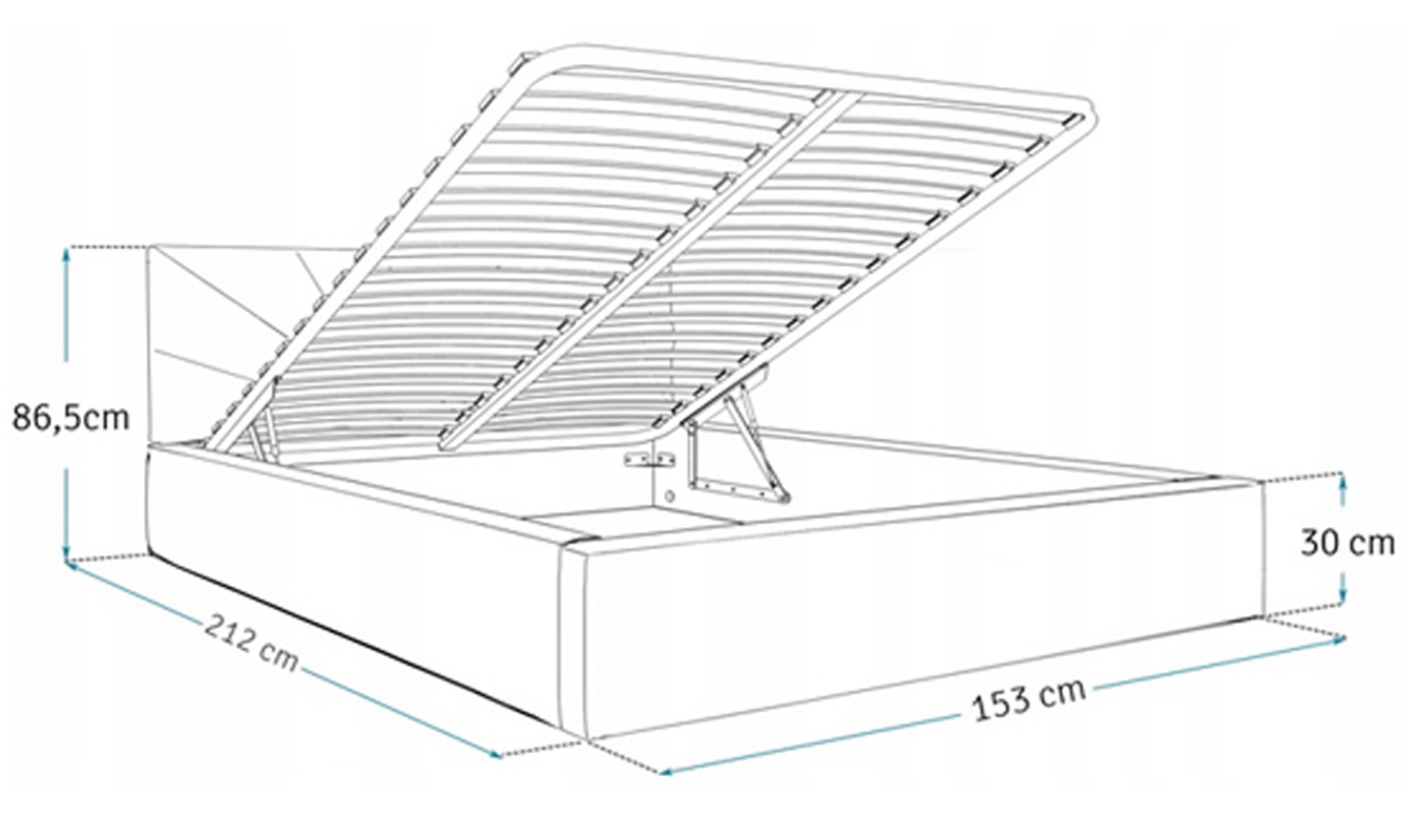 Luxusní postel GEORGIA 120x200 s kovovým zdvižným roštem BÍLÁ