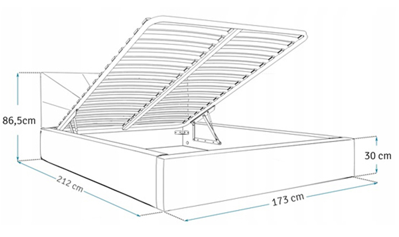 Luxusní postel GEORGIA 120x200 s kovovým zdvižným roštem BÍLÁ