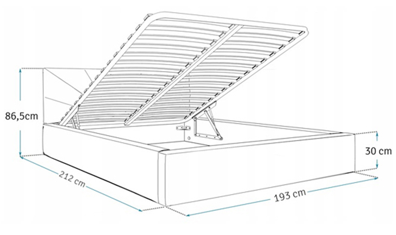 Luxusní postel GEORGIA 120x200 s kovovým zdvižným roštem BÍLÁ