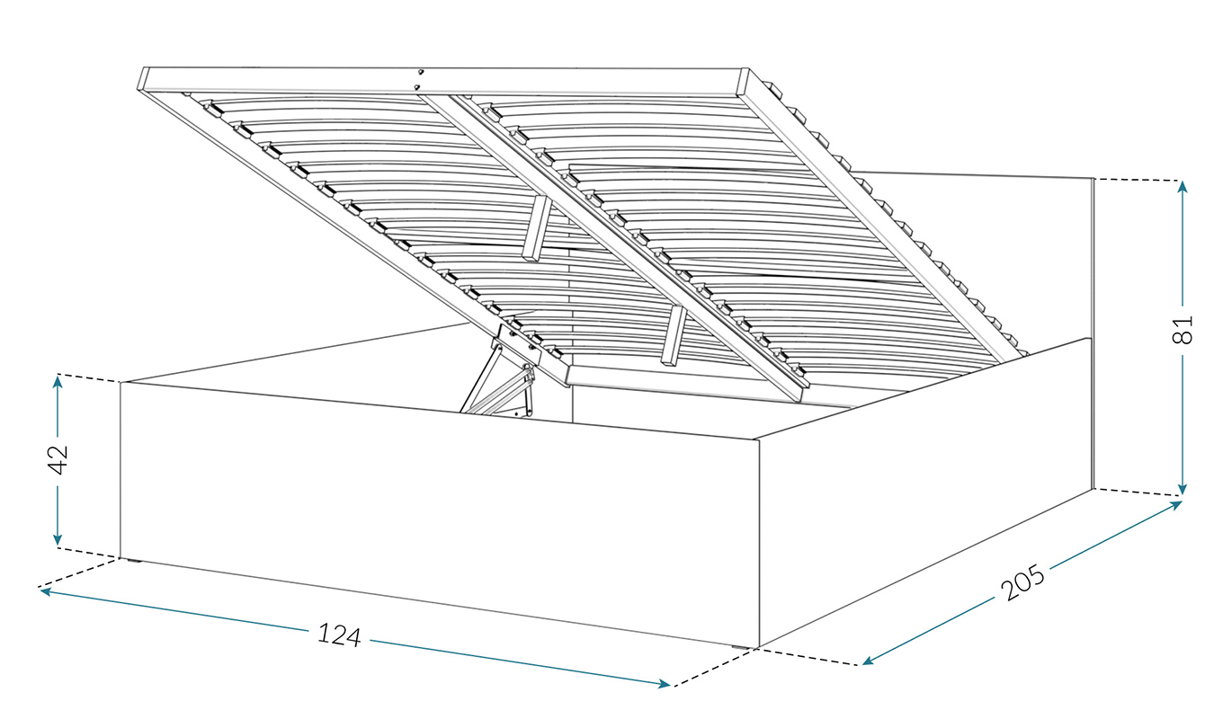 Postel PANAMA 120x200 se zvedacím dřevěným roštem BÍLÁ BÍLÁ