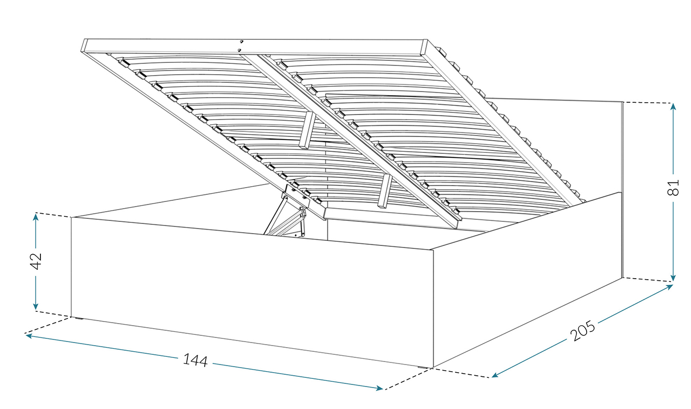 Postel PANAMA 120x200 se zvedacím dřevěným roštem BÍLÁ BÍLÁ