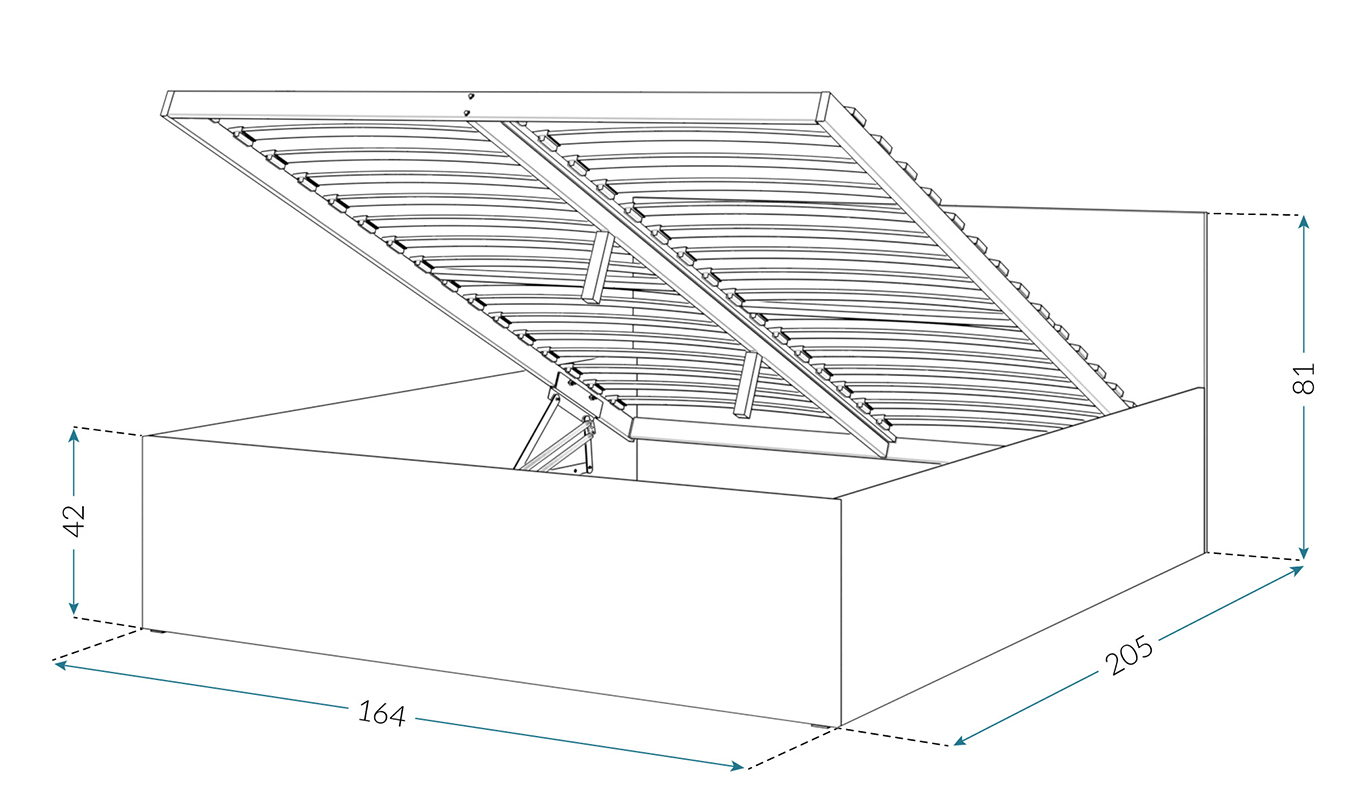 Postel PANAMA 120x200 se zvedacím dřevěným roštem BÍLÁ BÍLÁ