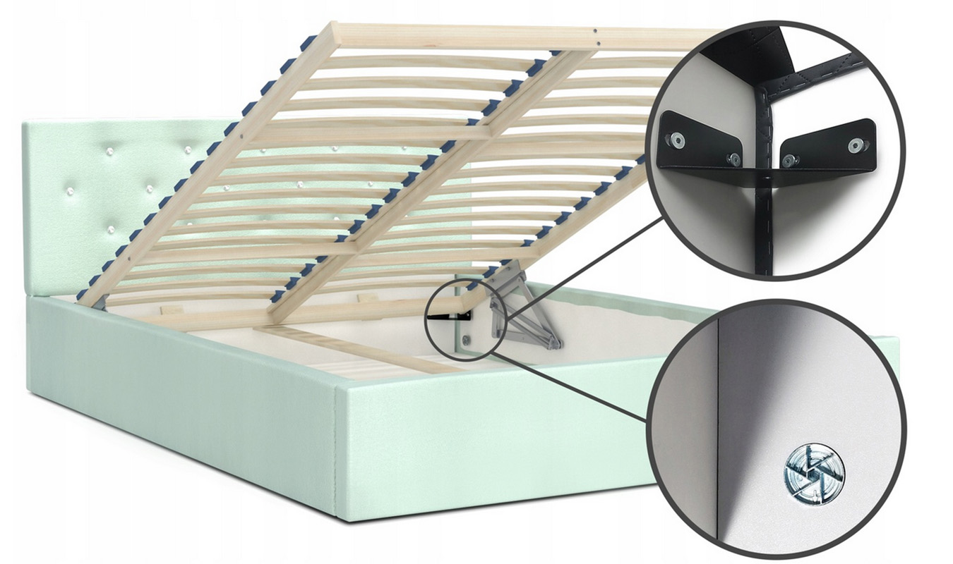 Luxusní manželská postel CRYSTAL bílá 140x200 s dřevěným roštem