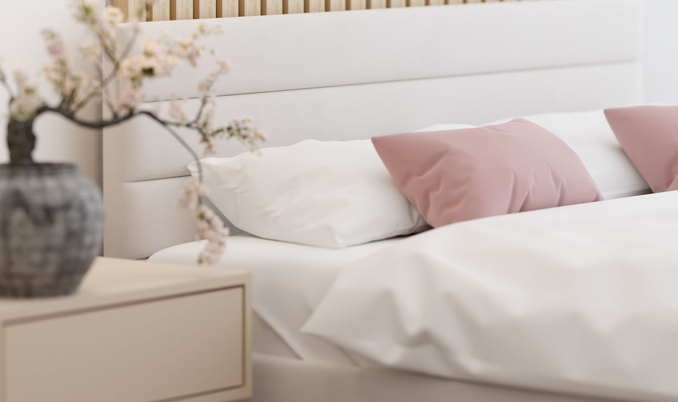 Luxusní manželská postel TOPAZ bílá 160x200 z eko kůže s kovovým roštem