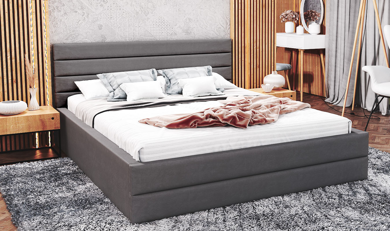 Luxusní manželská postel TOPAZ bílá 160x200 z eko kůže s kovovým roštem