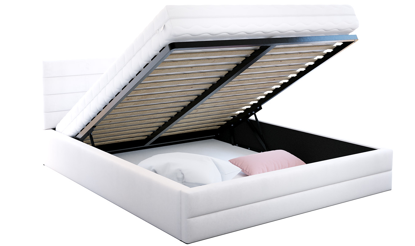 Luxusní postel TOPAZ trinity 90x200 s kovovým roštem BÍLÁ