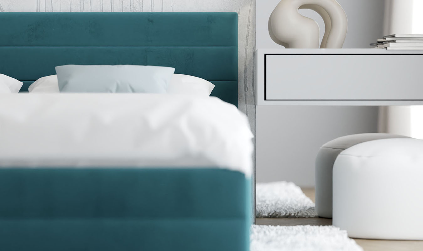 Luxusní manželská postel TOPAZ bílá 160x200 z eko kůže s kovovým roštem