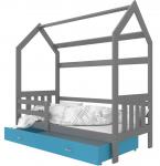 Dětská dřevěná postel Domeček 2 160x80 cm šedá-bílá