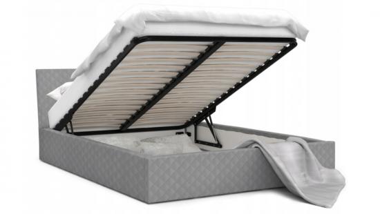 Luxusní manželská postel VEGAS šedá 140x200 z eko kůže s kovovým roštem