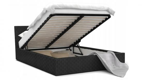 Luxusní manželská postel VEGAS černá 140x200 z eko kůže s kovovým roštem