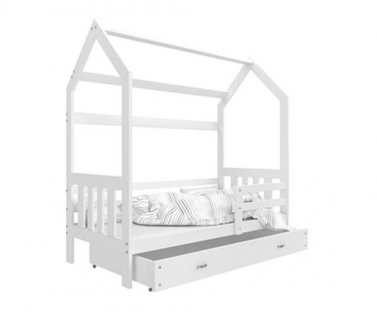 Dětská dřevěná postel Domeček 2 160x80 cm bílá-bílá