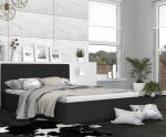 Luxusní manželská postel VEGAS 1 černá 180x200 z eko kůže s dřevěným roštem