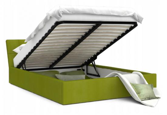Luxusní manželská postel VEGAS zelená 160x200 semiš s kovovým roštem