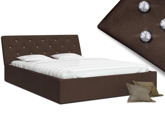 Luxusní manželská postel CRYSTAL hnědá 180x200 s dřevěným roštem