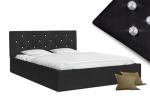 Luxusní manželská postel CRYSTAL černá 180x200 s dřevěným roštem