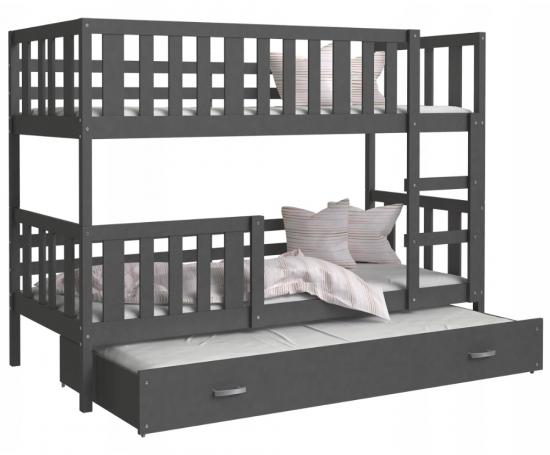 Dětská patrová postel NEMO 3 190x80 cm ŠEDÁ