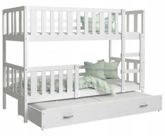 Dětská patrová postel NEMO 3 200x90 cm BÍLÁ
