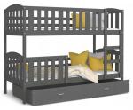 Dětská patrová postel KUBU 190x80 cm ŠEDÁ ŠEDÁ