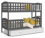 Dětská patrová postel KUBU 200x90 cm ŠEDÁ BÍLÁ