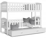 Dětská patrová postel KUBU 3 200x90 cm BÍLÁ BÍLÁ