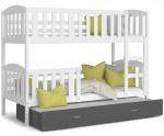 Dětská patrová postel KUBU 3 200x90 cm BÍLÁ ŠEDÁ